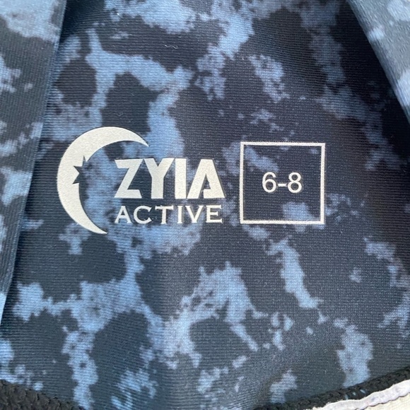 Zyia Active Womens Navy Leopard Print Athletic Workout Cropped Leggings Sz 6/8 - Picture 6 of 7